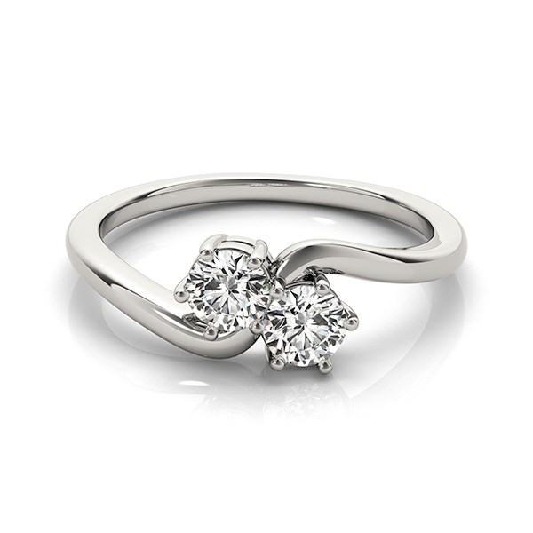 Solitaire Two Stone Diamond Ring in 14k White Gold (1/2 cttw) thumbnail 3
