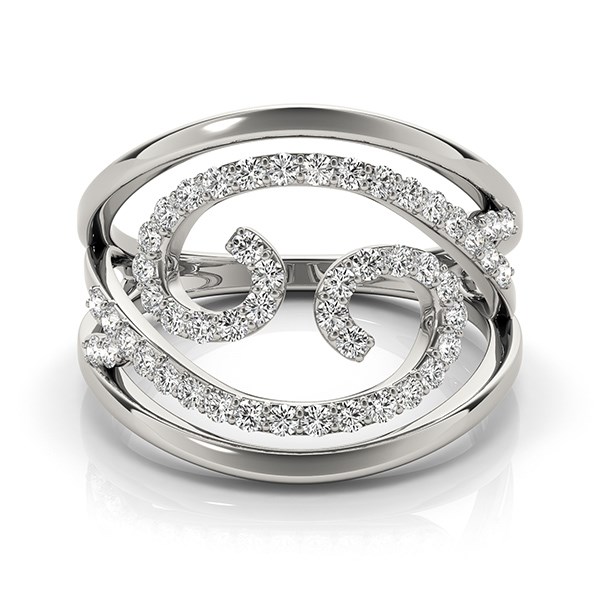 Swirl Design Diamond Ring in 14k White Gold (1/2 cttw) thumbnail 2