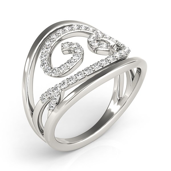 Swirl Design Diamond Ring in 14k White Gold (1/2 cttw) thumbnail 3