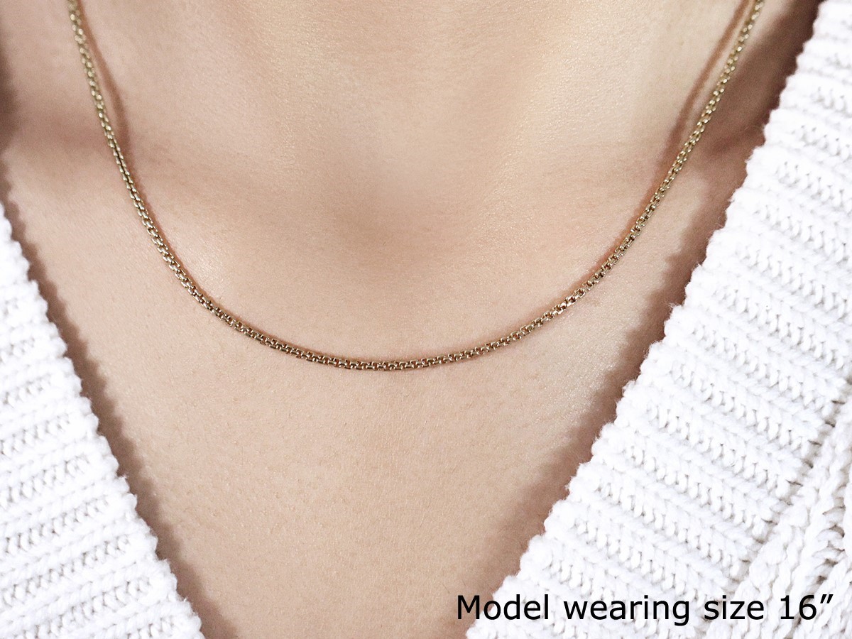 14k Yellow Gold Solid Round Box Chain (1.6 mm) thumbnail 4