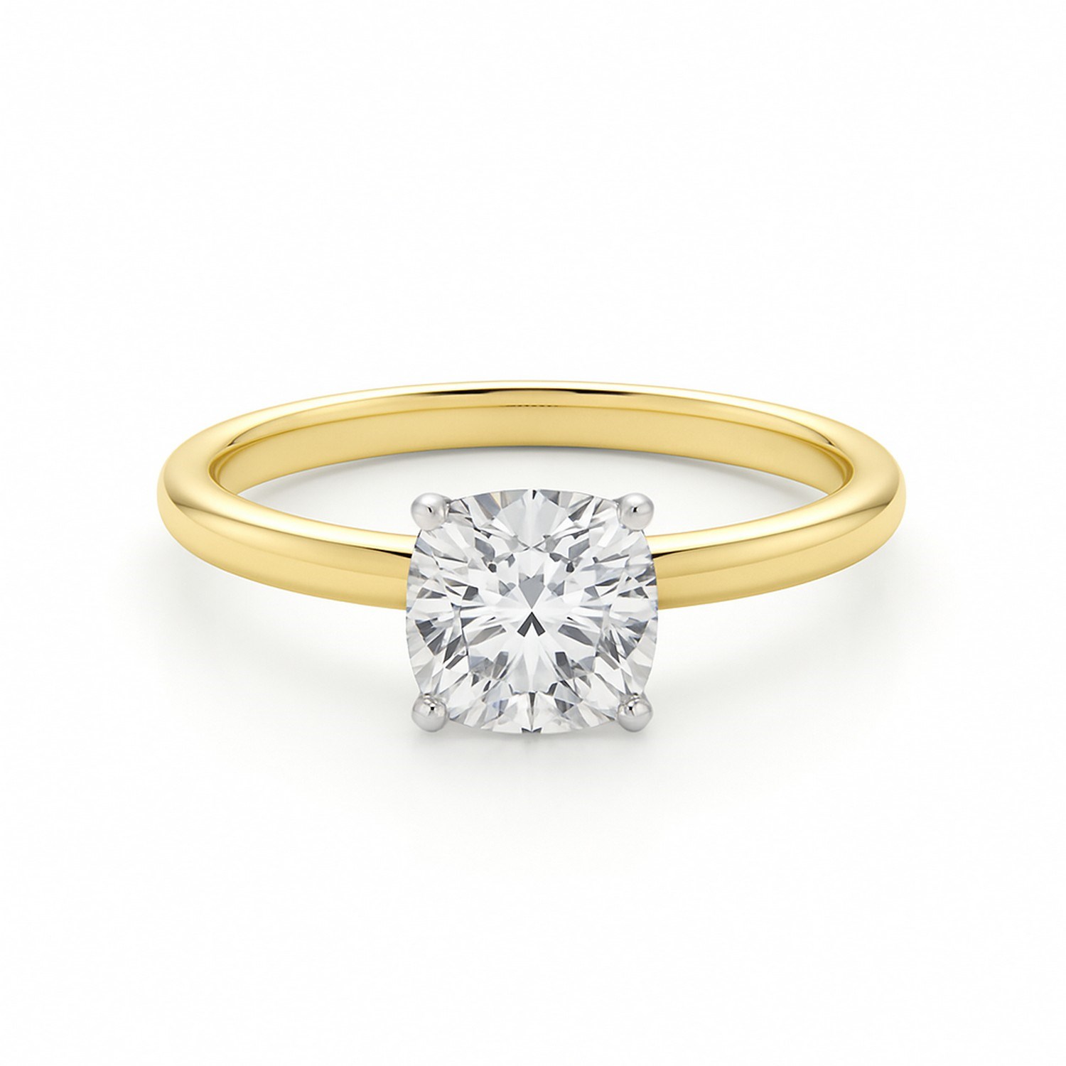 1 Carat Cushion Lab Grown IGI G/VS1 Diamond Solitaire Ring in 10K Yellow Gold thumbnail 4
